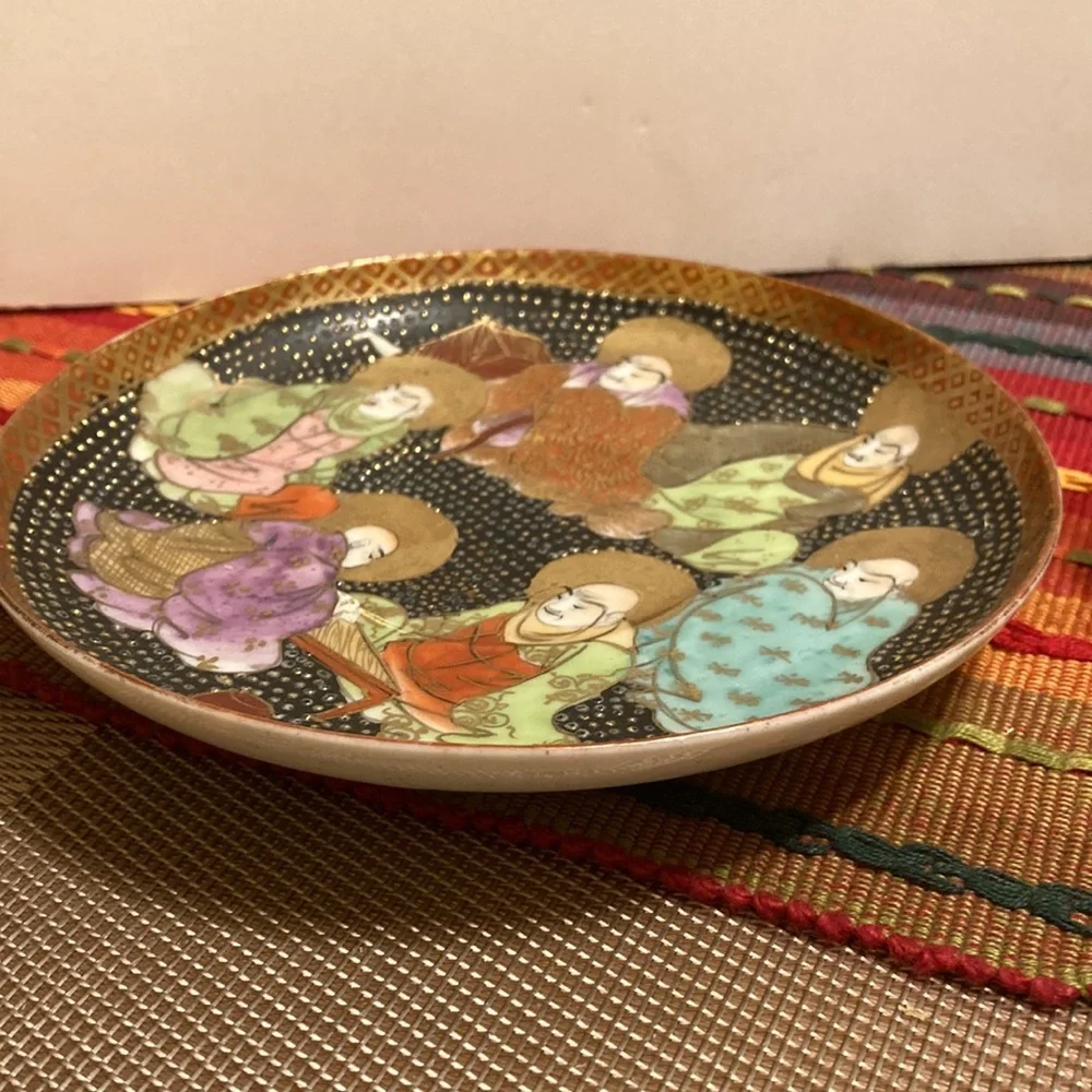 Vintage  stunning detailed Japanese Satsuma creamer with matching plate